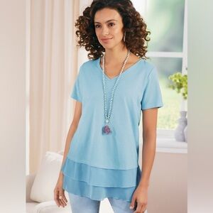 Soft Surroundings Sandpiper Tunic in Aqua Splash - Size XL